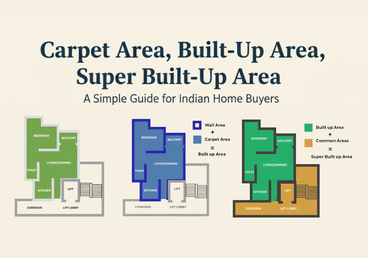 Carpet Area, Built-Up Area, Super Built-Up Area: A Simple Guide for Indian Home Buyers Images Carpet Area, Built-Up Area, Super Built-Up Area: A Simple Guide for Indian Home Buyers