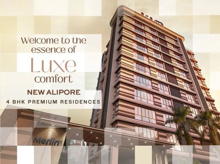 Merlin 4 BHK premium residences in New Alipore. Modern high-rise apartment building